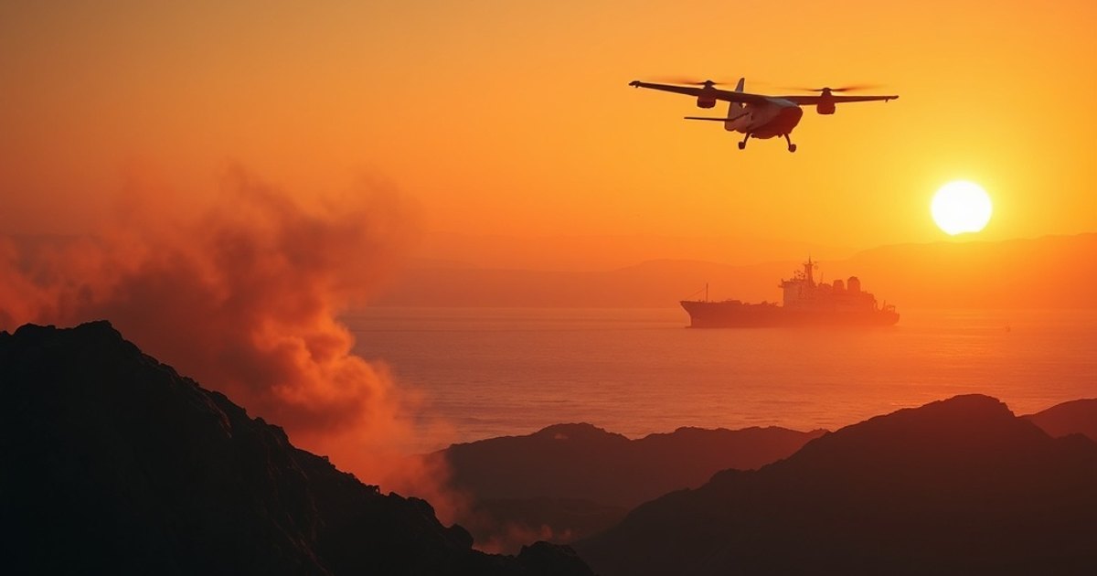 Editorial illustration for: US military strikes Iran after drone attack on cargo ship