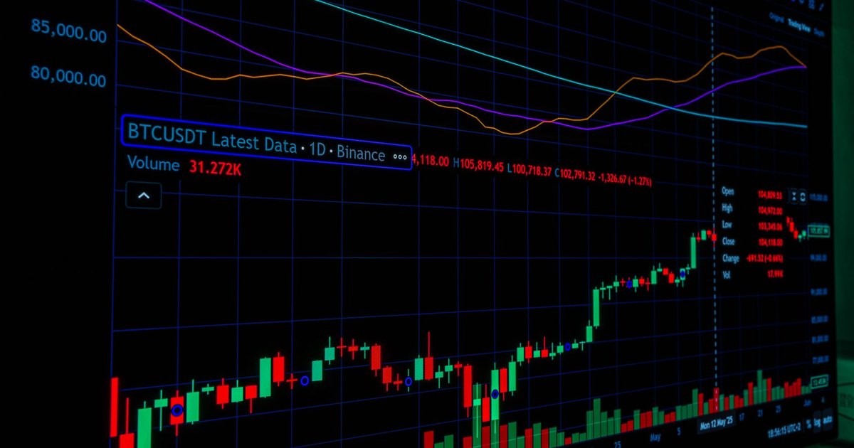 A close-up of Bitcoin trading graph showcasing market trends and data analysis.