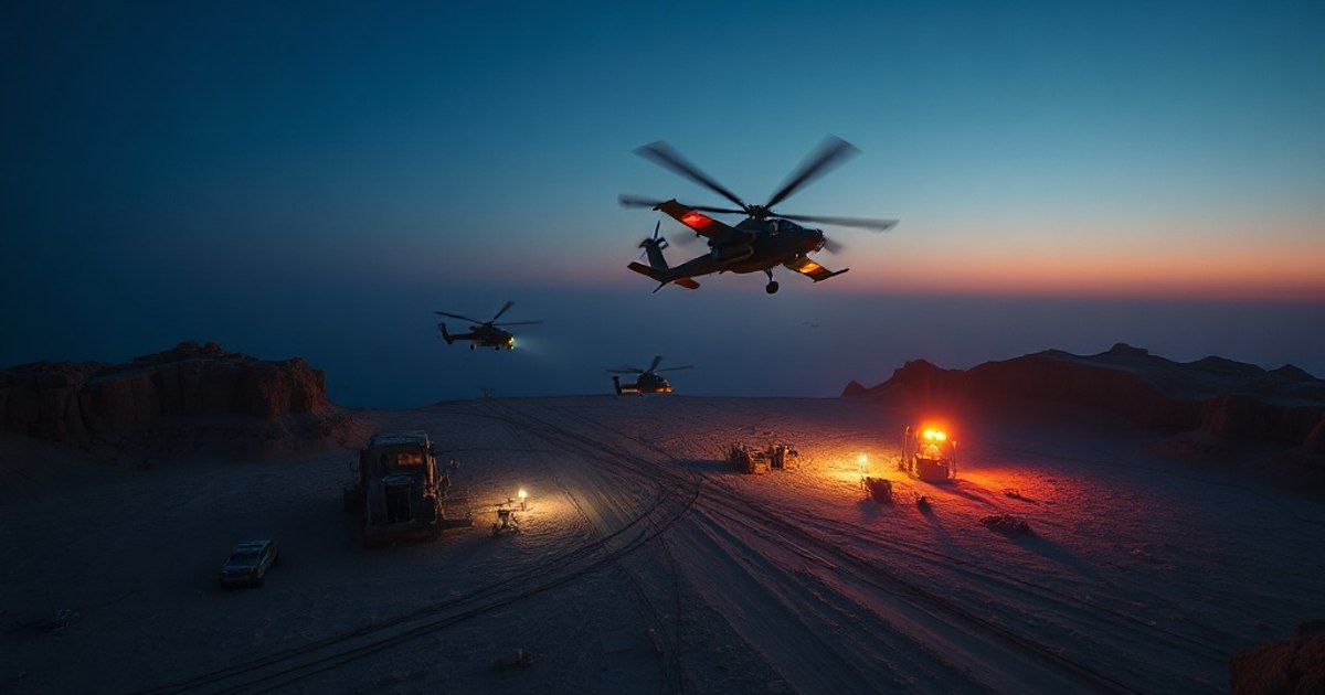 Editorial illustration for: US strikes Iranian targets after Apache helicopter downed near Strait of Hormuz