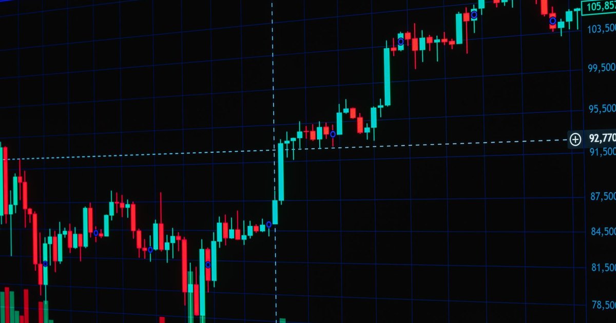 Vibrant candlestick chart showcasing cryptocurrency trends with space for copy in Valencia, Spain.