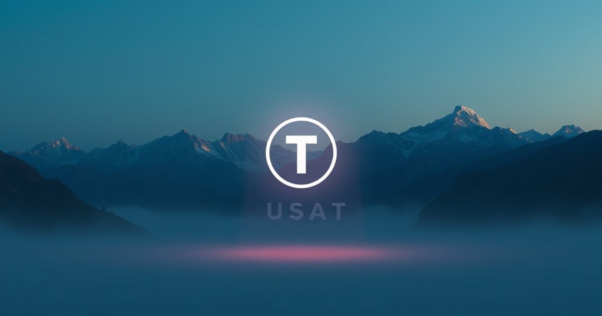 Editorial illustration for: Tether's USAT stablecoin surges 540% in April, but trails USDC and PayPal's PYUSD