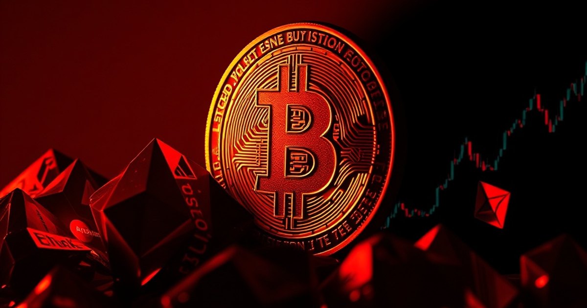Editorial illustration for: Bitcoin slips as ETF outflows persist and stocks hit all-time highs